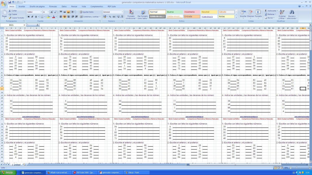 Materiales para trabajar los números naturales de 1 al 100, trabajaremos, sumas, concepto mayor, menor, igual, etc. Incluimos el generador en formato excel 2007 para que puedas generar tus propias […]