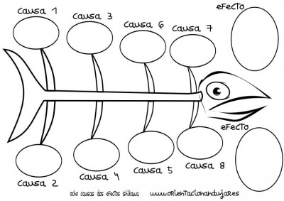 organizador grafico ocho causas dos efectos Ishikawa espina de pescado círculos