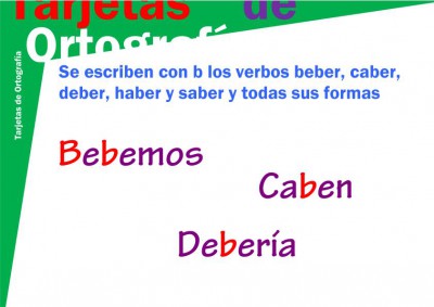 tarjeta b-3 beber, caber, deber, haber y saber imagen