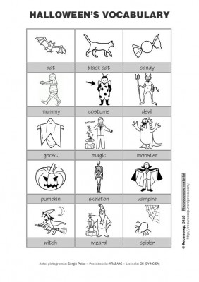 vocabulario halloween blanco y negro IMAGEN