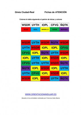 Identifica cuatro letras y seguir una instrucción colorear PLANTILLA DE TRABAJO IMAGEN