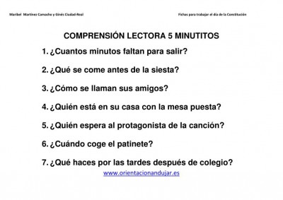 COMPRENSIÓN LECTORA 5 MINUTITOS IMAGEN 2