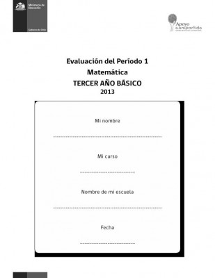 TERCERO  DE PRIMARIA EVALUACION MATEMATICA PRIMER TRIMESTRE IMAGEN