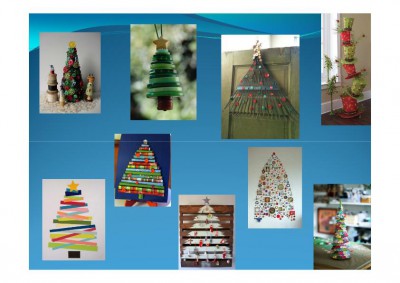 decoramos en navidad arboles diferentes con materiales reciclados