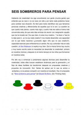 SEIS SOMBREROS PARA PENSAR de ineverycrea carmen gonzalez imagen