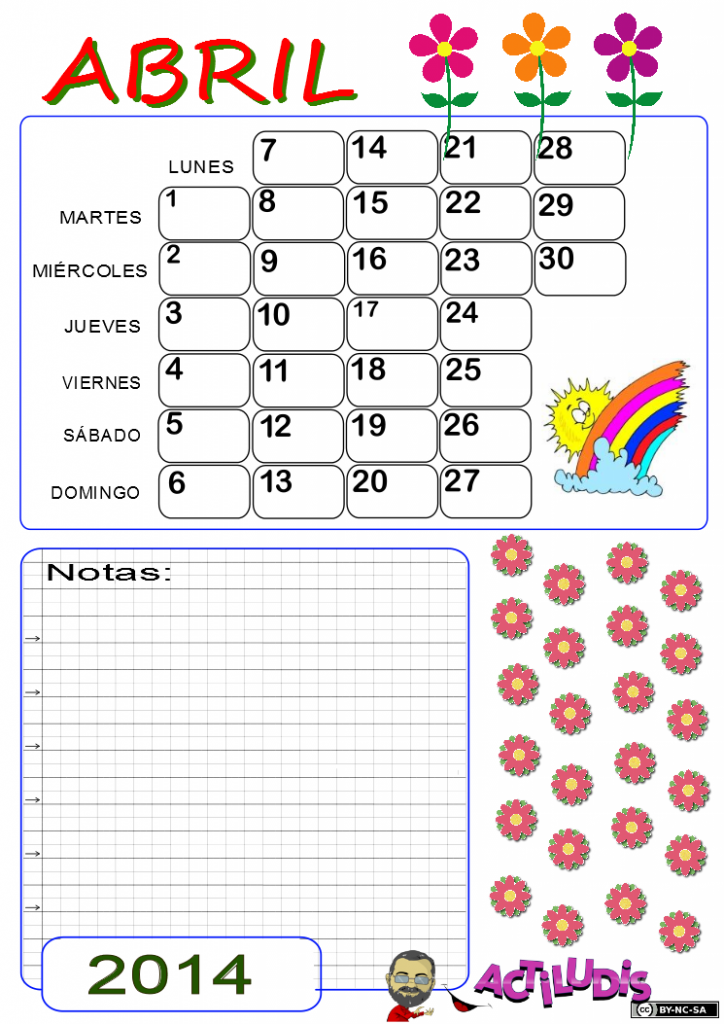 Como cada mes comparto con todos vosotros los fantásticos calendarios del mes de Abril de Actiludis. El calendario del mes de abril está dedicado al “día internacional del pueblo gitano”, […]
