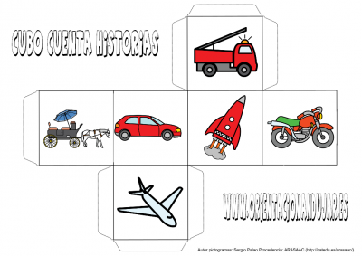 cubo para contar historias color MEDIOS DE TRANSPORTE