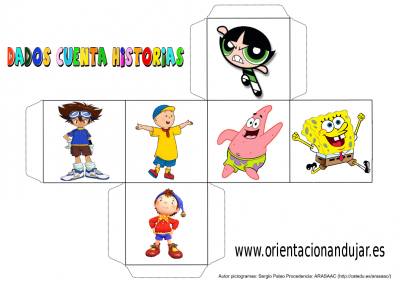 cubo para contar historias color dibujos animados 3