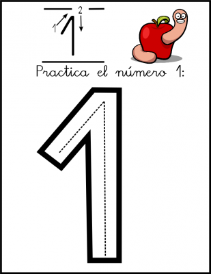 lectoescritura de numeros el 1 ficha 0