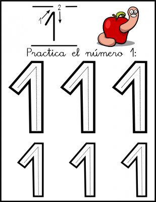 lectoescritura de numeros el 1 ficha 2