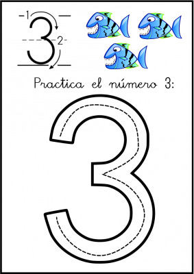 lectoescritura de numeros el 3 ficha 0