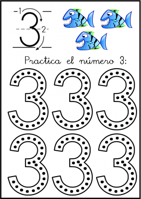 lectoescritura de numeros el 3 ficha 3