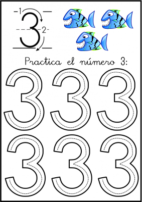 lectoescritura de numeros el 3 ficha 5