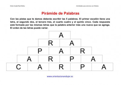 piramide de palabras o letras ejemplo imagen 1