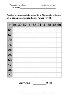 coleccion de ejercicios tablas de sumas rango 1-100 imagen 2