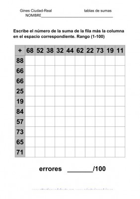 coleccion de ejercicios tablas de sumas rango 1-100 imagen 3