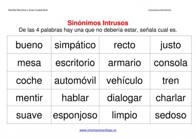 Relacionamos verbos sinónimos - Orientacion Andujar