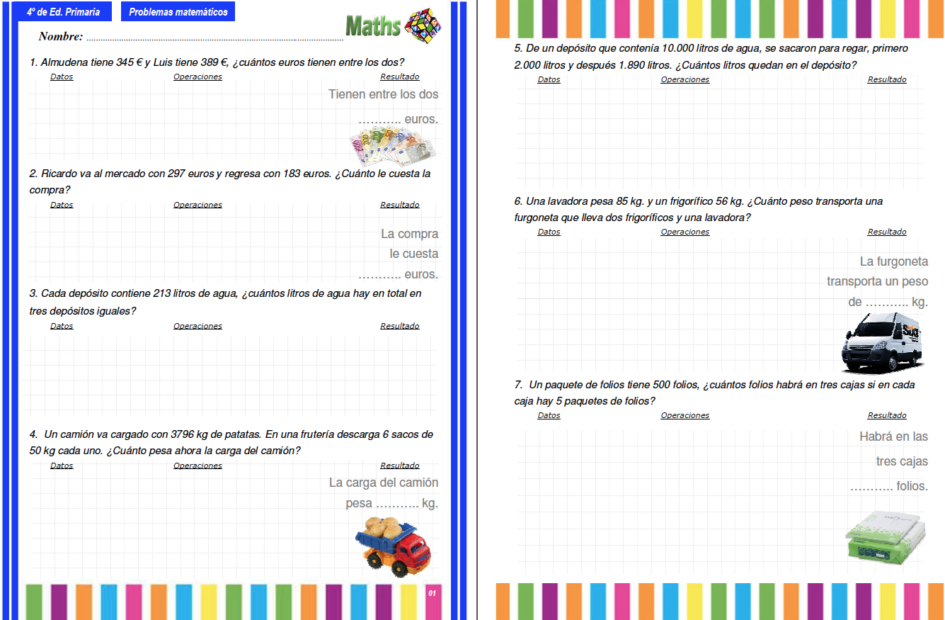 Resultado de imagen de ACTIVIDADES PARA EL VERANO 4Âº MATEMATICAS