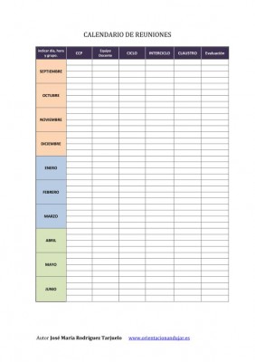 Calendario de reuniones y horarios IMAGEN 1