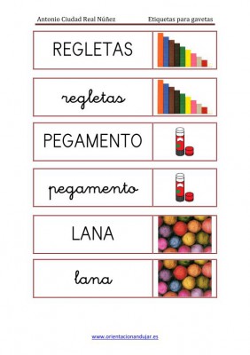 ETIQUETAS PARA GAVETAS infantil y primaria IMAGEN 2