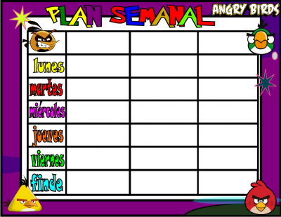 PLAN SEMANAL 3 TAREAS angry birds