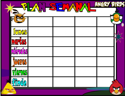 PLAN SEMANAL 4 TAREAS angry birds