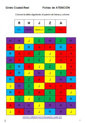 Bateria de actividades de atención y estimulación cognitiva letras colores nivel avanzado