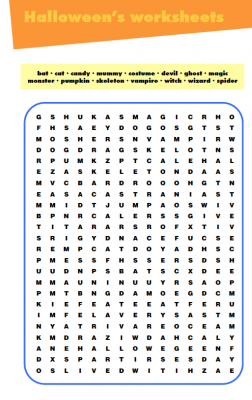 SOPA DE LETRAS EN INGLES DE  HALLOWEEN