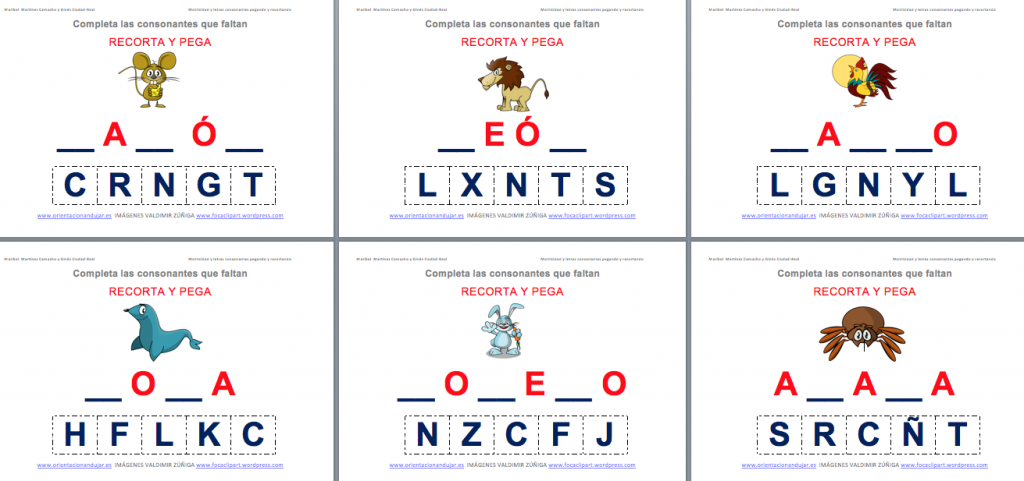 Hoy os presentamos unas nuevas actividades que complementan las anteriormente publicadas para rellenar los hueco cortando y pegando las tarjetas de vocales en los huecos. En esta ocasión las fichas […]