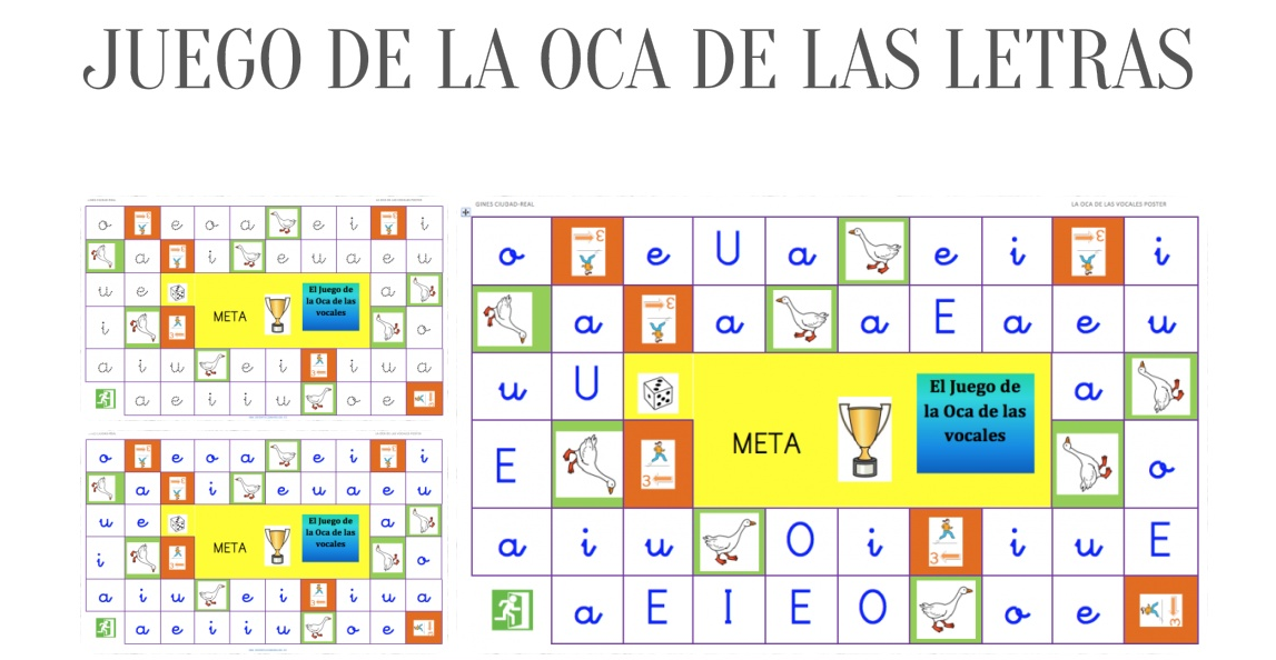 Poster con Juegos de la oca para aprender a leer editables