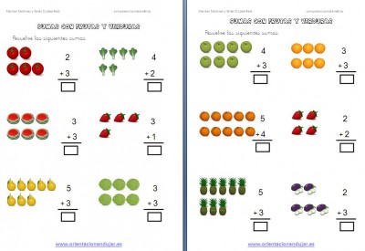 sumas con frutas editable