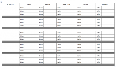 plantillas horarios infantil 3