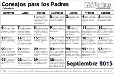 Calendario con actividades Septiembre para hacer con nuestros hijos e hijas PRIMARIA ULTIMOS CURSOS 2