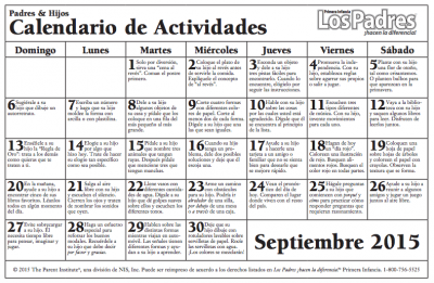 Calendario con actividades para hacer con nuestros hijos e hijas más pequeños 1