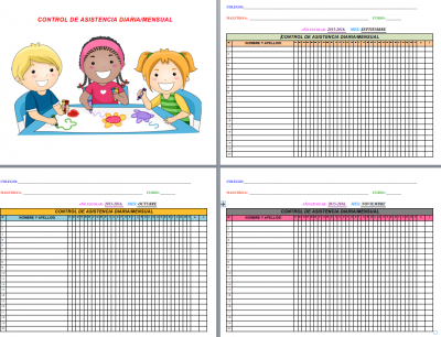 REGISTRO para el control de asistencia diario por meses editable excel word