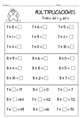 TRABAJAMOS LAS TABLAS DE MULTIPLICAR 8