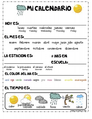 trabjar calendario en inglés y español