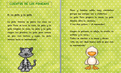 Cuentos fonemas letra a La pata y la gata