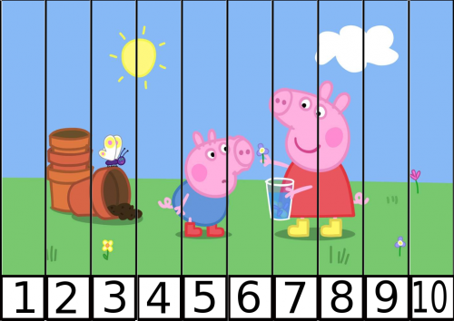 puzles de numeros pepa pig 1-10-1