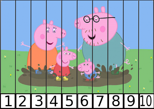 puzles de numeros pepa pig 1-10-2