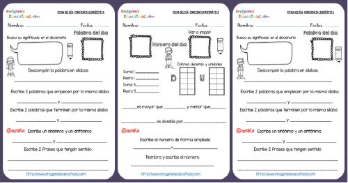 Ficha del día conciencia matemática y lingüística Portada