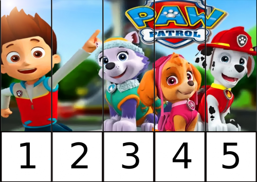 puzle de numeros 1-5 patrulla canina 2