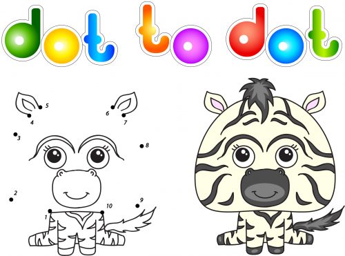 41838094 - funny and cute zebra. vector illustration for children. dot to dot game