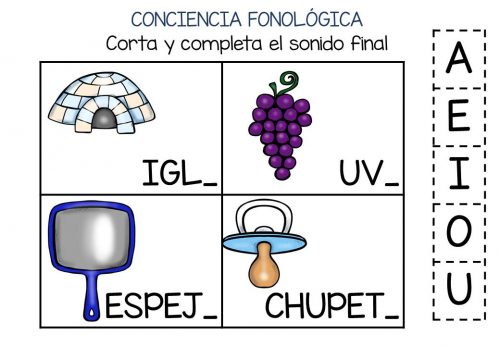 Conciencia fonológica vamos a Jugar con el Sonido Final VOCAL (1)