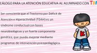 ANEXO VI DECÁLOGO PARA LA ATENCIÓN EDUCATIVA AL ALUMNADO CON TDAH 1. Ser consciente que el Trastorno por Déficit de Atención e Hiperactividad (TDAH) es un síndrome conductual con bases […]