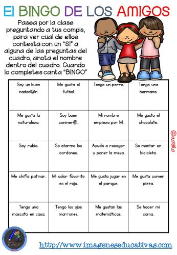 Actividad para los primeros días de clase “El BINGO DE LOS AMIGOS” (1)