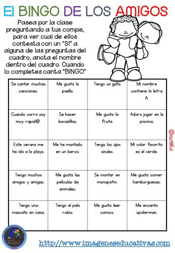 Actividad para los primeros días de clase “El BINGO DE LOS AMIGOS” (10)