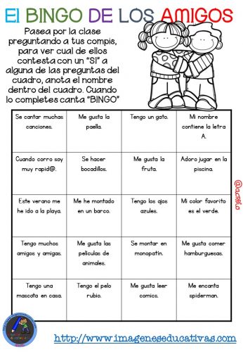 Actividad para los primeros días de clase “El BINGO DE LOS AMIGOS” (14)