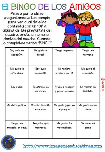 Actividad para los primeros días de clase “El BINGO DE LOS AMIGOS” (5)