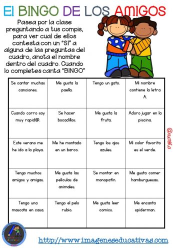 Actividad para los primeros días de clase “El BINGO DE LOS AMIGOS” (6)